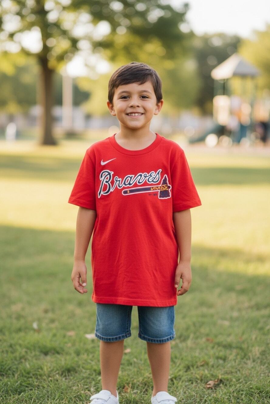 Nike Atlanta Braves Riley 27 Youth T Shirt Red MLB Baseball Size 8